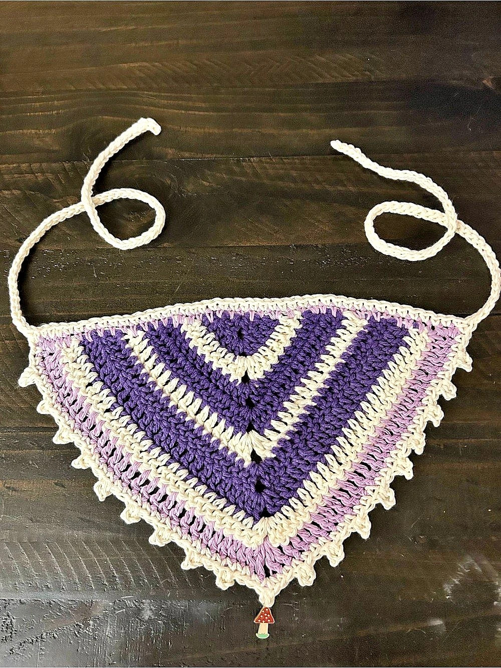 Crochet bandana Purple & White Like New